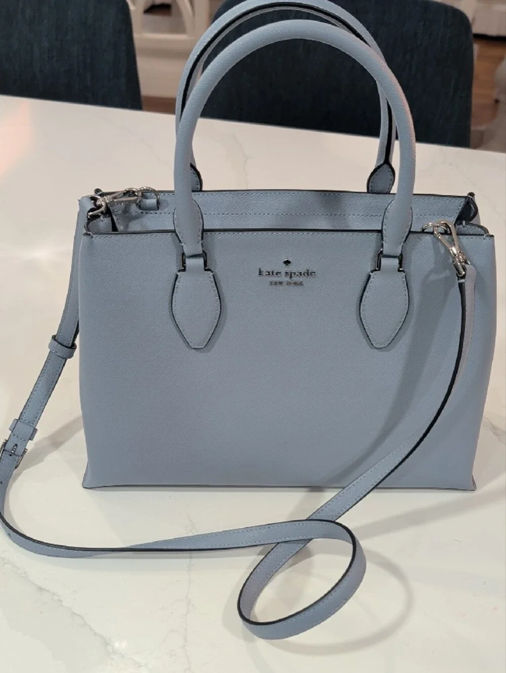 Kate Spade RAE Medium Satchel in Muted Blue  with Removable Crossbody Strap